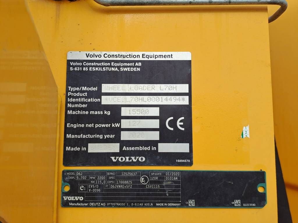 Knickgelenkte Baggerlader typu Volvo L70H, Gebrauchtmaschine w Stabroek (Zdjęcie 10)