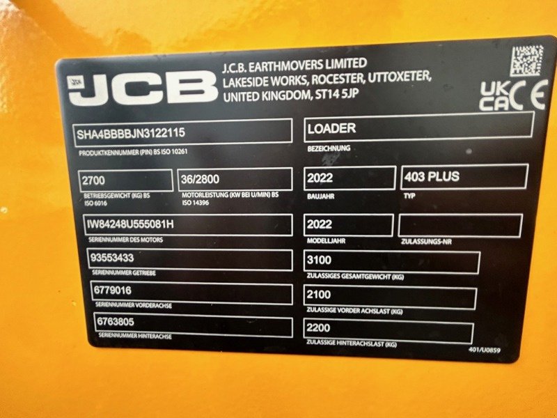 Kompaktlader typu JCB 403 PLUS, Ausstellungsmaschine w Domdidier (Zdjęcie 6)