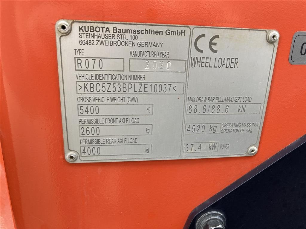 Kompaktlader of the type Kubota R070 Kun 1473 timer, Gebrauchtmaschine in Ulfborg (Picture 6)