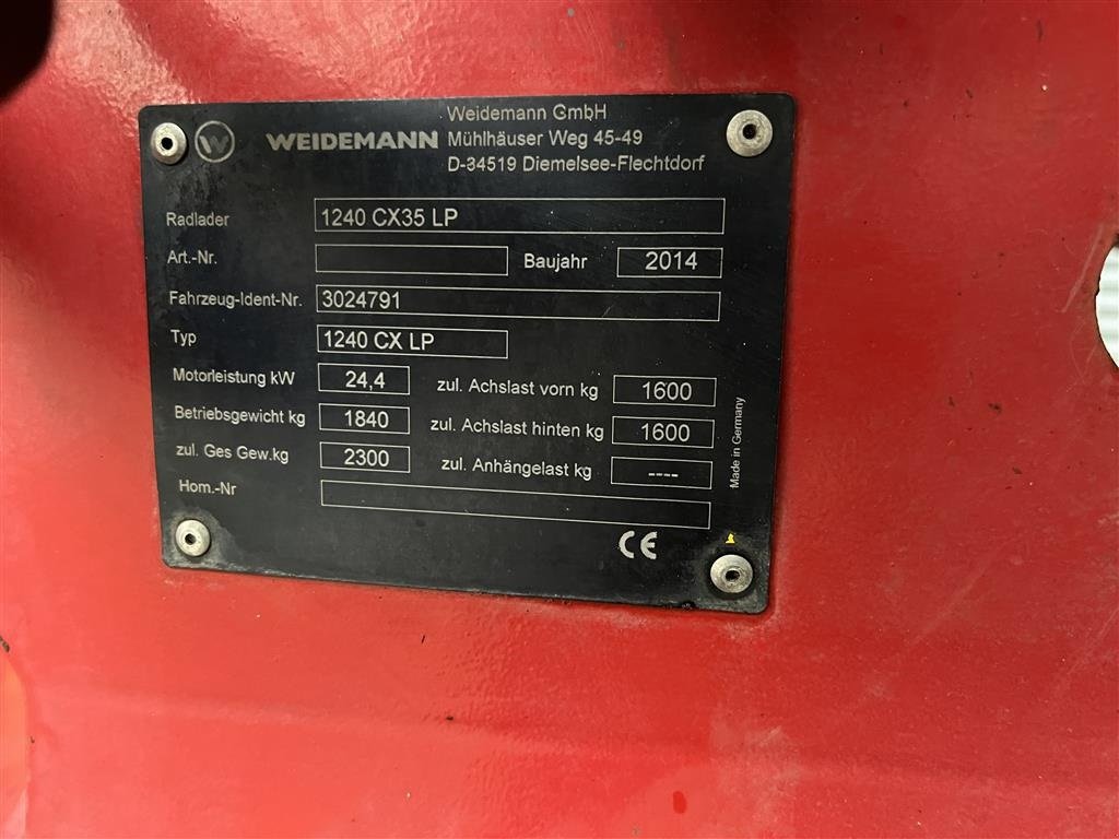 Kompaktlader типа Weidemann  1240 CX35 med skovl og gafler, Gebrauchtmaschine в Rønnede (Фотография 8)