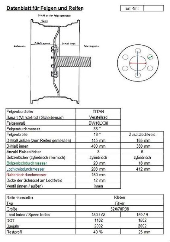 Komplettradsatz typu Sonstige Satz Hinterräder, Gebrauchtmaschine v Itterbeck (Obrázek 19)