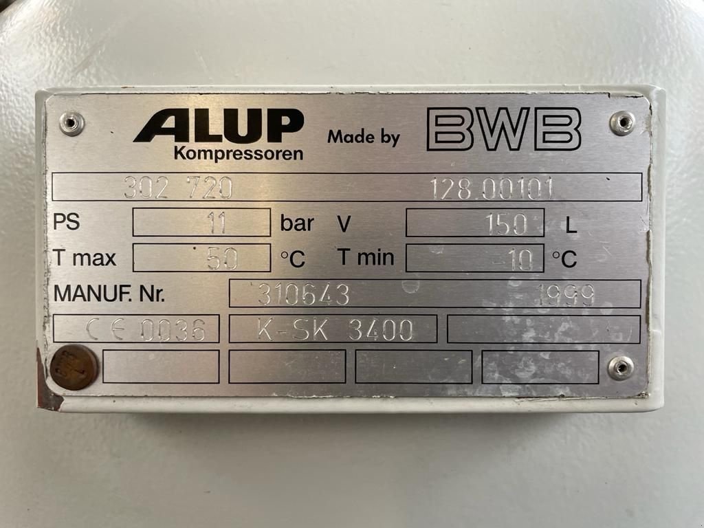 Kompressor typu Alup 2.2 kW 240 L / min 10 Bar Elektrische Zuigercompressor op ketel, Gebrauchtmaschine v VEEN (Obrázek 5)