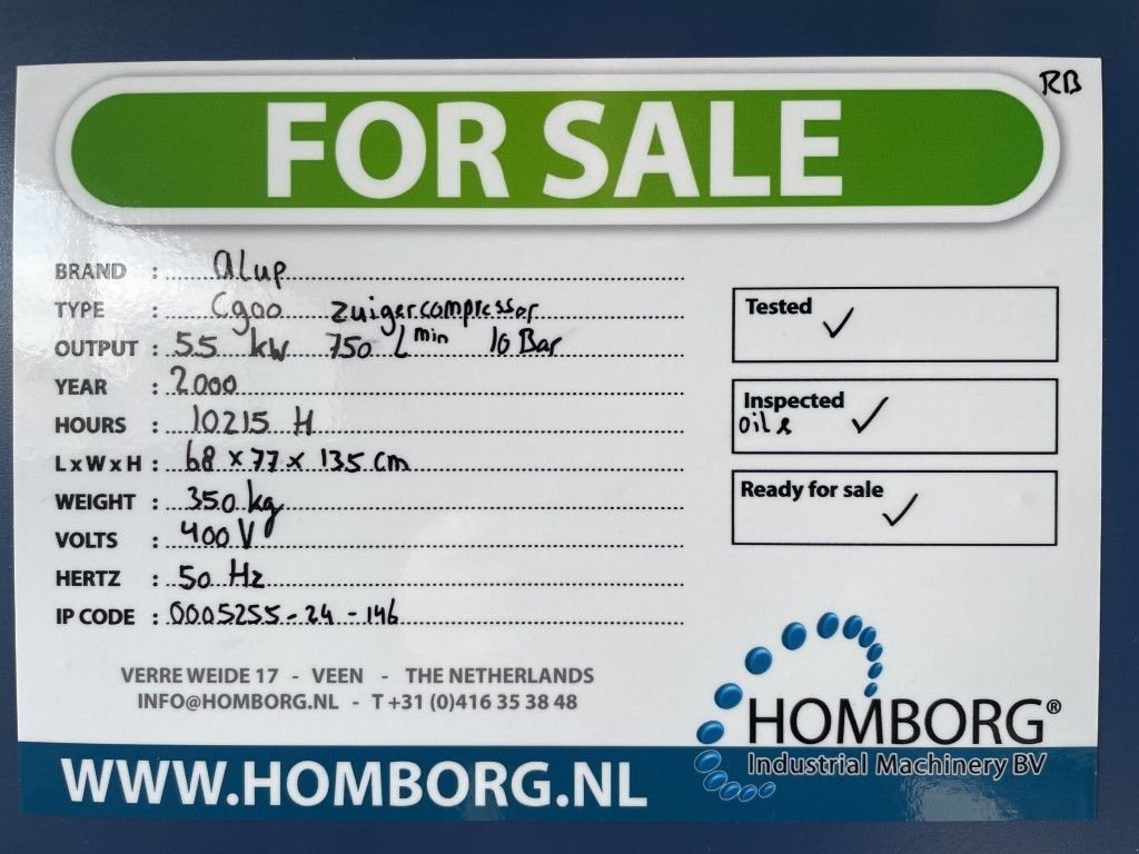 Kompressor του τύπου Alup C900 Silent zuigercompressor, 5,5 kW, 750 L/min. 10 Bar, Gebrauchtmaschine σε VEEN (Φωτογραφία 10)