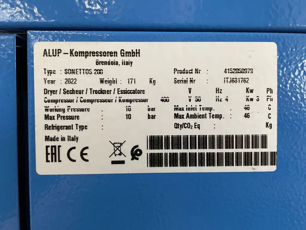 Kompressor Türe ait Alup Sonetto 5 - 200 Elektrische Schroefcompressor 4 kW 470 L/Min 10, Neumaschine içinde VEEN (resim 3)