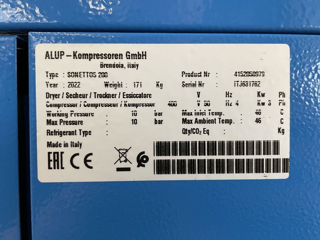 Kompressor du type Alup Sonetto 5 - 200 Elektrische Schroefcompressor 5 kW 470 L/Min 10, Neumaschine en VEEN (Photo 3)