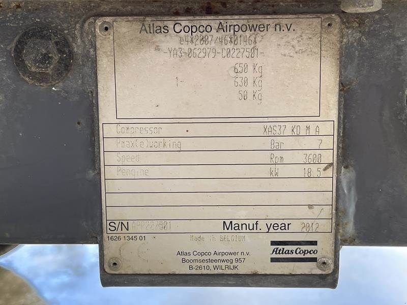 Kompressor от тип Atlas Copco XAS 37 KD, Gebrauchtmaschine в Waregem (Снимка 4)