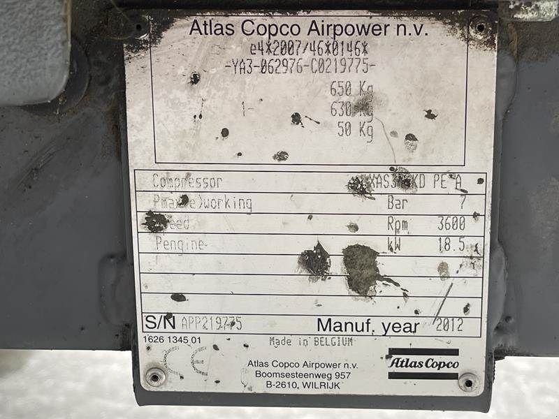 Kompressor des Typs Atlas Copco XAS 37 KD, Gebrauchtmaschine in Waregem (Bild 3)