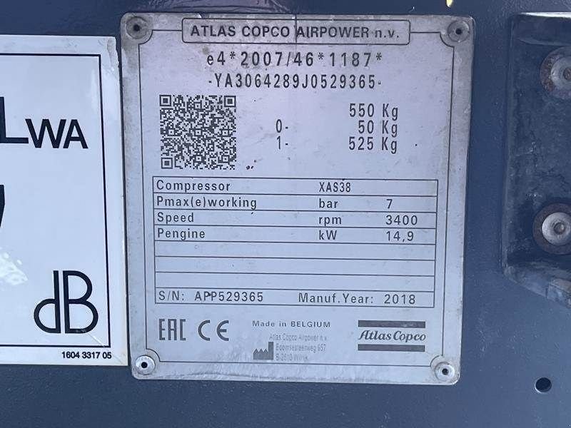 Kompressor tip Atlas Copco XAS 38 KD, Gebrauchtmaschine in Waregem (Poză 7)