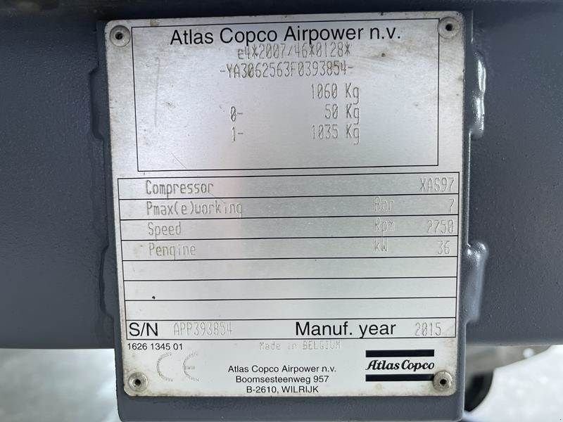 Kompressor типа Atlas Copco XAS 97 DD - N, Gebrauchtmaschine в Waregem (Фотография 5)