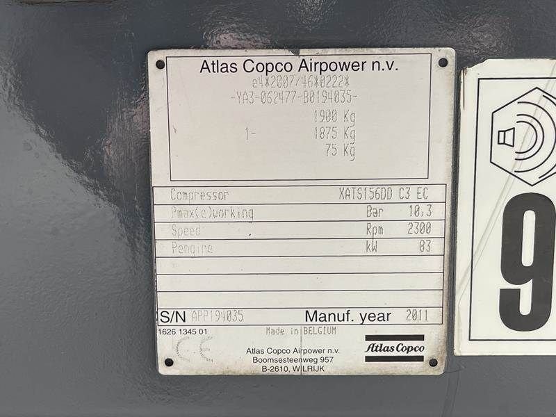 Kompressor typu Atlas Copco XATS 156 DD - N, Gebrauchtmaschine v Waregem (Obrázek 5)