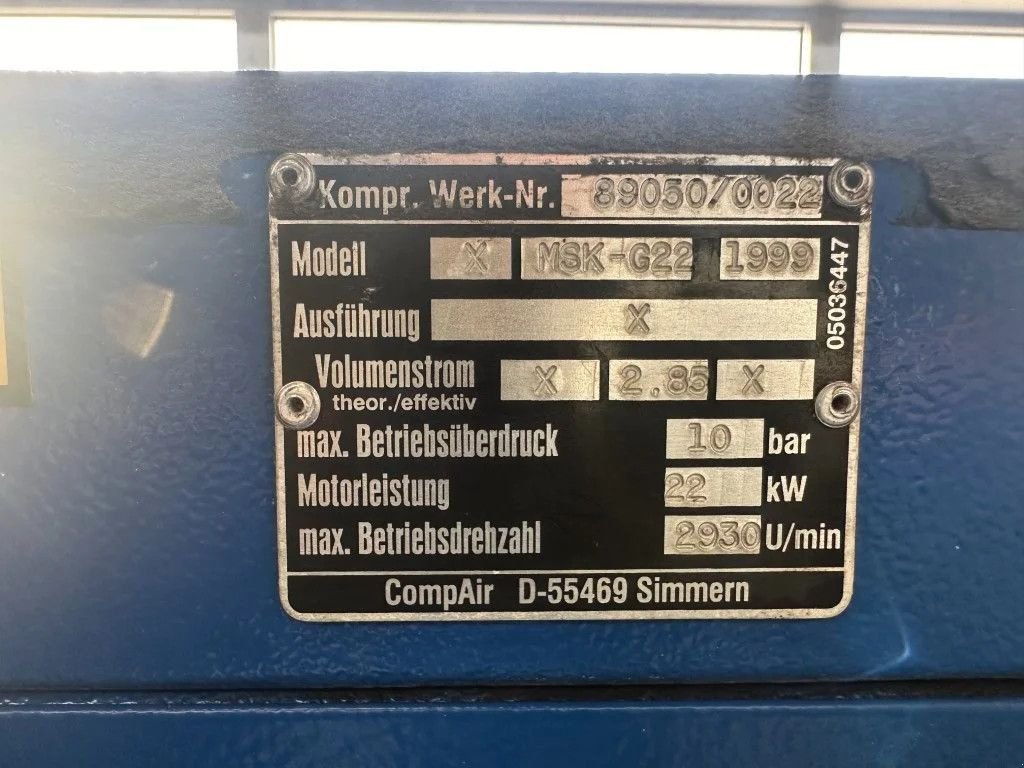 Kompressor tip Compair MSK-G22 Elektrische Schroefcompressor 22 kW 3000 L / min 10 Bar, Gebrauchtmaschine in VEEN (Poză 3)