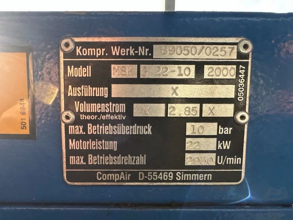 Kompressor typu Compair MSK-G22 Elektrische Schroefcompressor 22 kW 3000 L / min 10 Bar, Gebrauchtmaschine v VEEN (Obrázek 3)