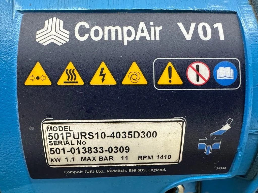 Kompressor типа Compair V01 Hydrovane 501PURS10-4035D300 1.1 kW 120 L / min 10 Bar Elekt, Gebrauchtmaschine в VEEN (Фотография 3)