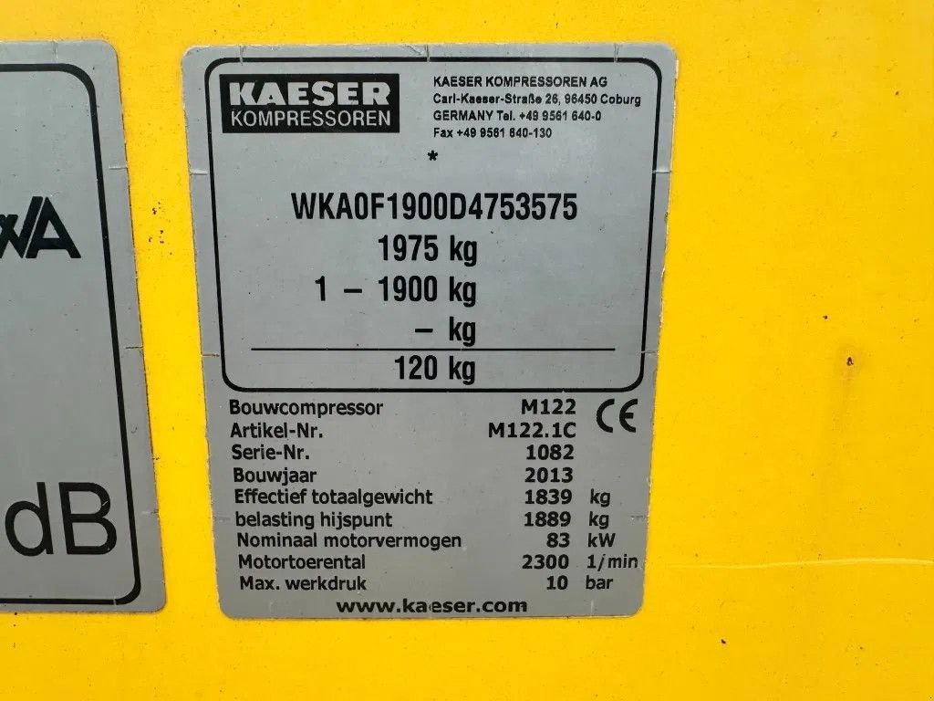 Kompressor типа Kaeser M122 Deutz 11.1 m3 / min 10 Bar 83 kW Mobiele Diesel Compressor, Gebrauchtmaschine в VEEN (Фотография 3)