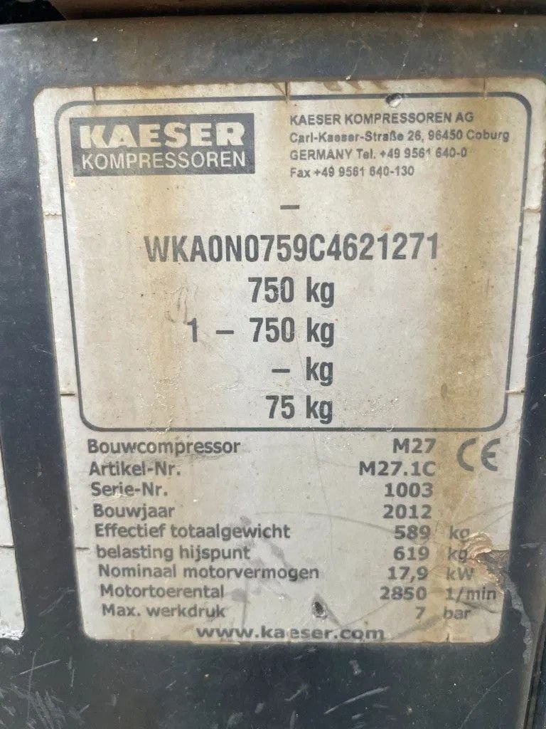 Kompressor del tipo Kaeser M27 Kubota 2,7 m3 / min 7 Bar 18 kW Mobiele Silent Diesel Compre, Gebrauchtmaschine In VEEN (Immagine 8)