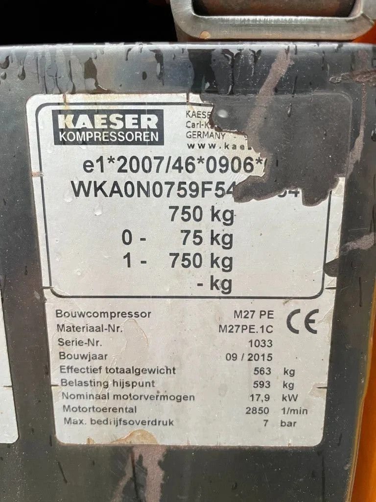 Kompressor typu Kaeser M27 Kubota 2,7 m3 / min 7 Bar 18 kW Mobiele Silent Diesel Compre, Gebrauchtmaschine w VEEN (Zdjęcie 11)