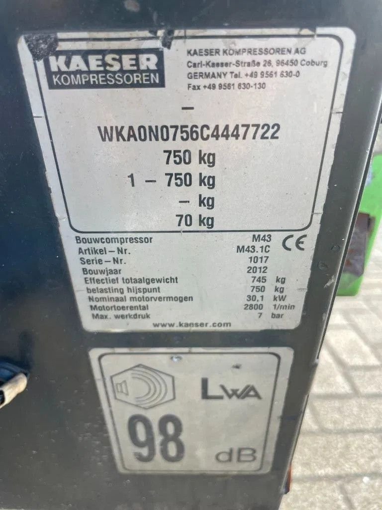 Kompressor typu Kaeser M43 Kubota 4,2 m3 / min 7 Bar 30 kW Mobiele Silent Diesel Compre, Gebrauchtmaschine w VEEN (Zdjęcie 11)