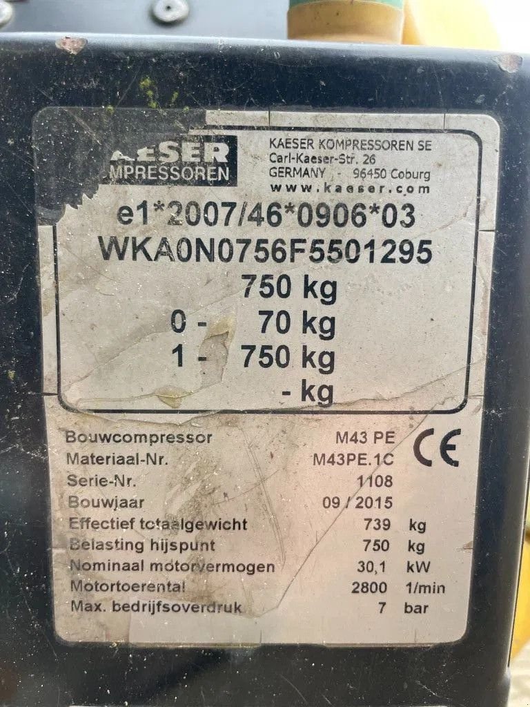 Kompressor a típus Kaeser M43 Kubota 4,2 m3 / min 7 Bar 30 kW Mobiele Silent Diesel Compre, Gebrauchtmaschine ekkor: VEEN (Kép 11)