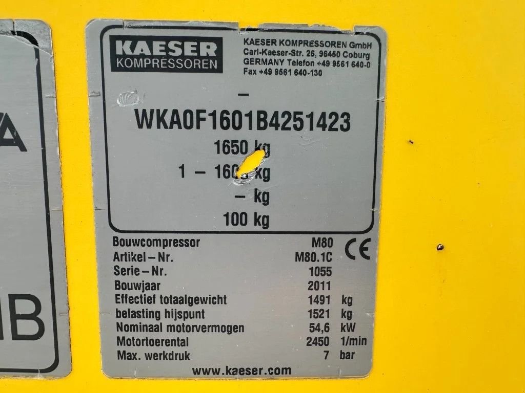 Kompressor des Typs Kaeser M80 Kubota 8.1 m3 / min 7 Bar 55 kW Mobiele Silent Diesel Compre, Gebrauchtmaschine in VEEN (Bild 4)