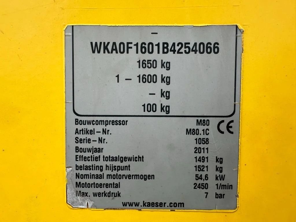 Kompressor typu Kaeser M80 Kubota 8.1 m3 / min 7 Bar 55 kW Mobiele Silent Diesel Compre, Gebrauchtmaschine v VEEN (Obrázek 4)