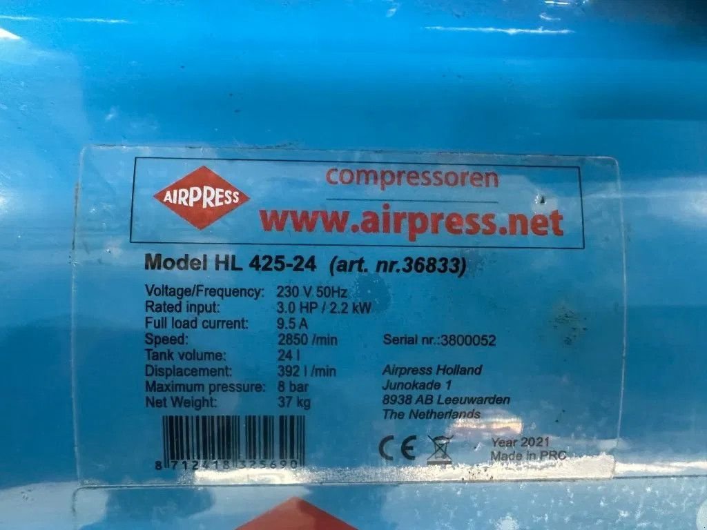 Kompressor du type Sonstige Airpress HL 425-24 Elektrische Zuigercompressor 3 PK 392 L / min 8 Bar Ov, Neumaschine en VEEN (Photo 3)