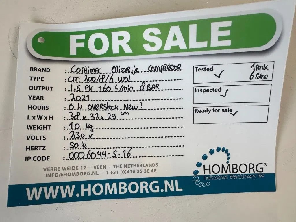 Kompressor του τύπου Sonstige COMPRESSOR Contimac CM 200/8/6 WOL 1.5 PK 150 L / min 8 Bar Olie, Neumaschine σε VEEN (Φωτογραφία 10)