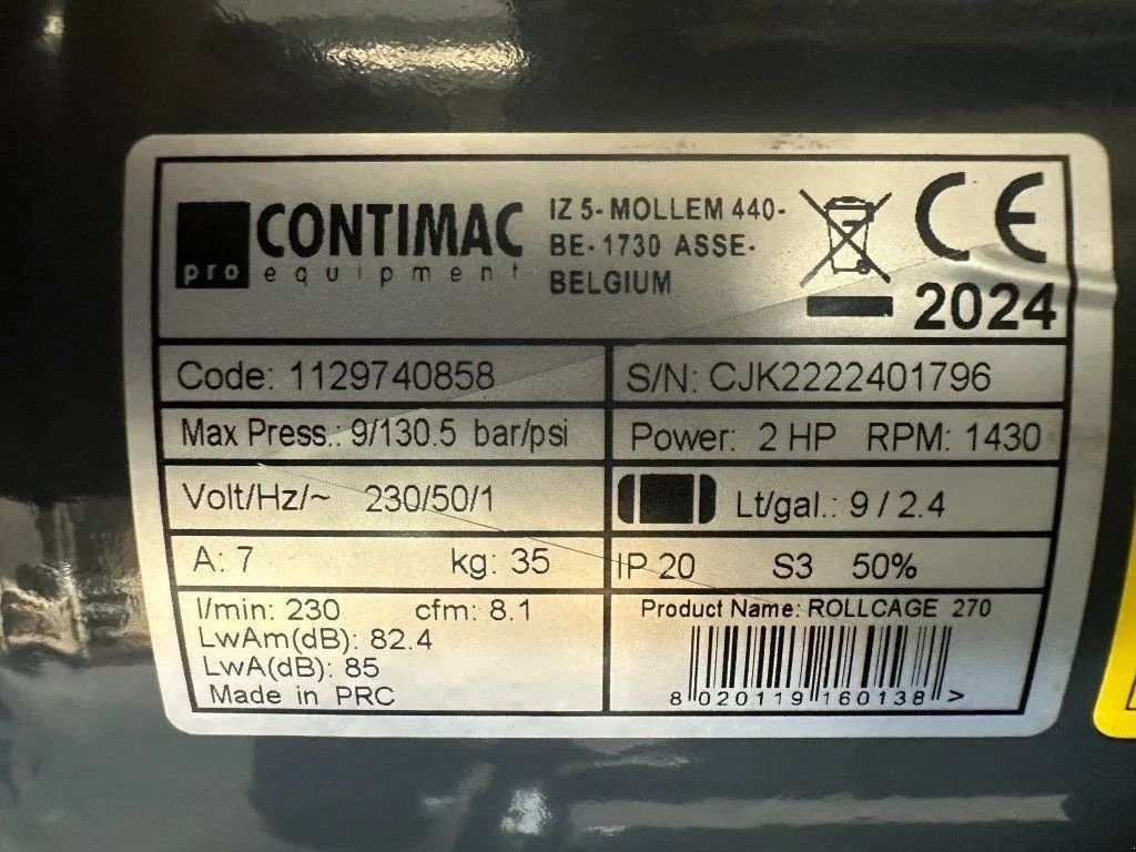 Kompressor Türe ait Sonstige COMPRESSOR Contimac Rollcage 270 Olievrije Zuigercompressor 2 PK, Neumaschine içinde VEEN (resim 4)