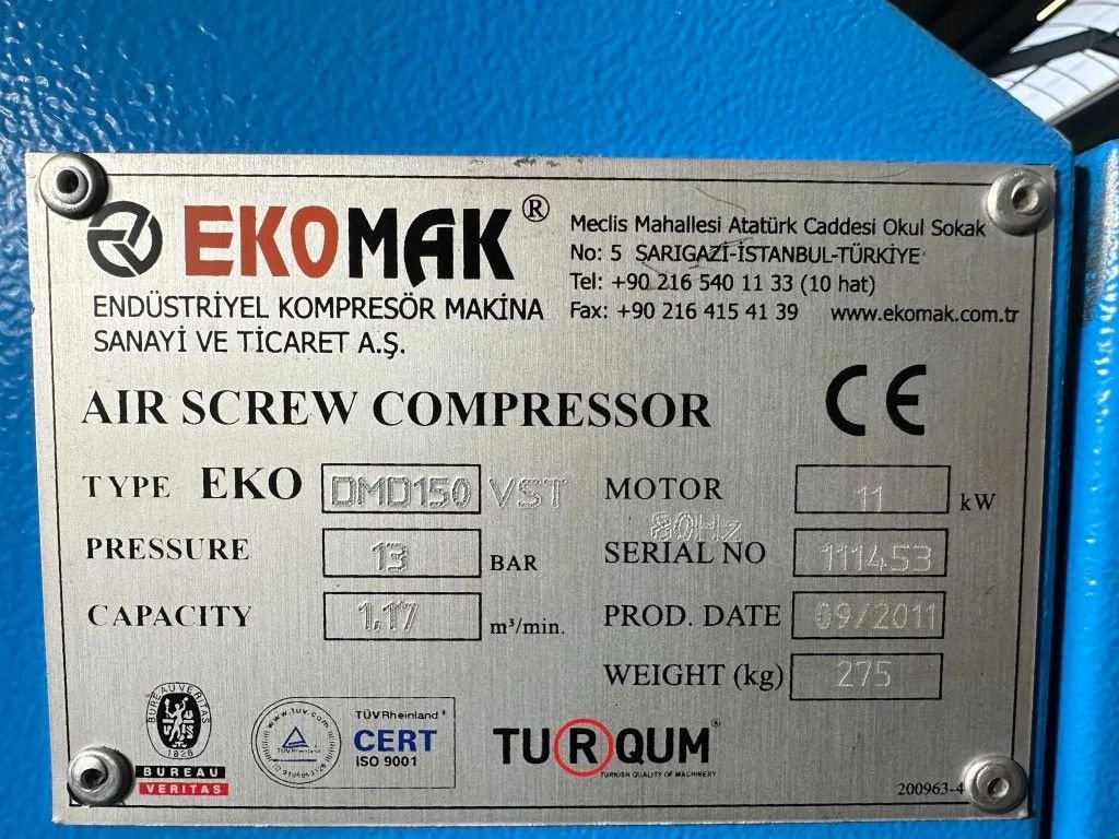 Kompressor του τύπου Sonstige Ekomak EKO DMD150 VST 11 kW 1170 L / min 13 Bar Frequentiegerege, Gebrauchtmaschine σε VEEN (Φωτογραφία 3)