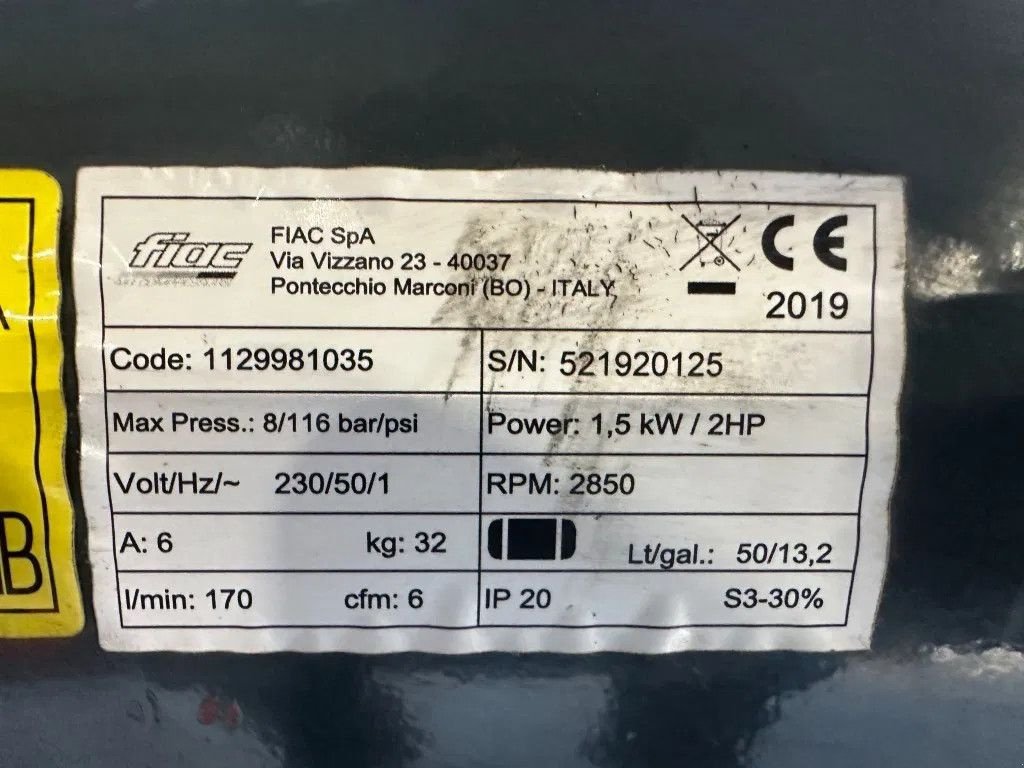 Kompressor Türe ait Sonstige Fiac 2 PK 170 L / min 8 Bar Elektrische Zuigercompressor Oversto, Neumaschine içinde VEEN (resim 3)