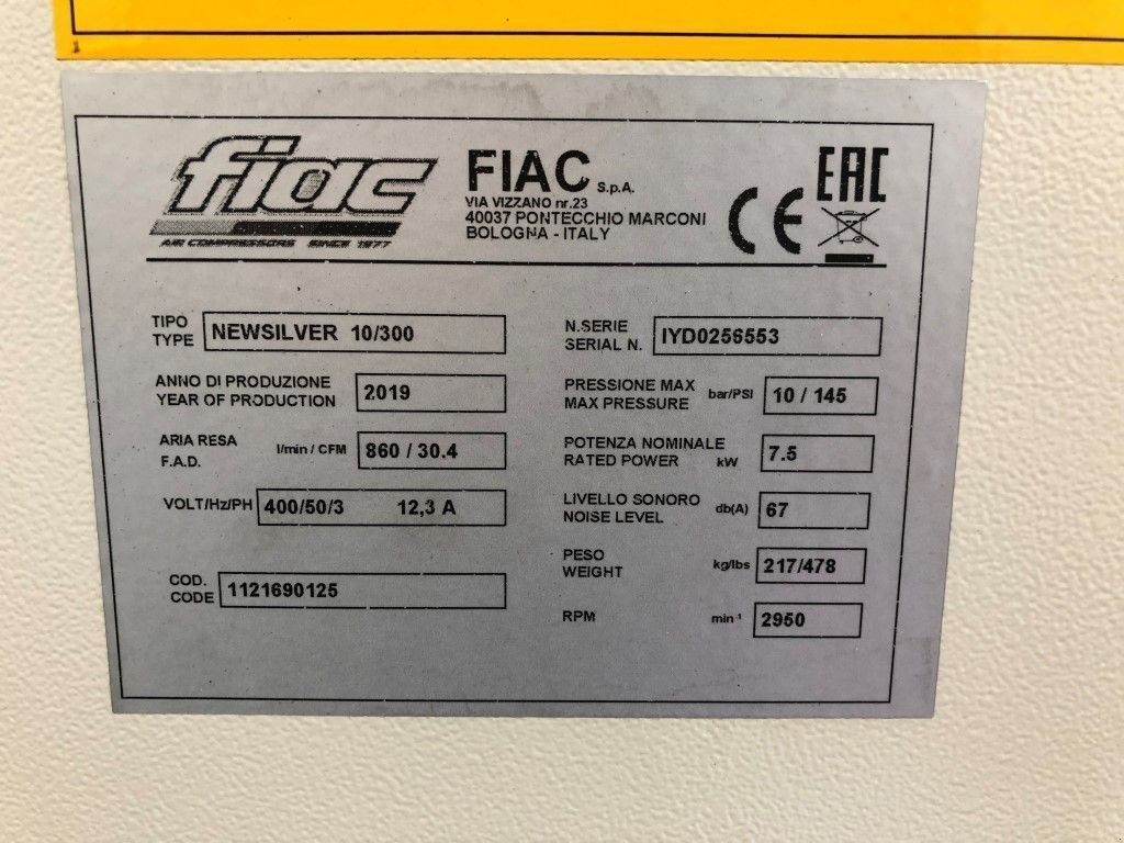 Kompressor tipa Sonstige Fiac New Silver D 10 / 300 Silent 7.5 kW 860 L / min 10 bar Elektrisc, Neumaschine u VEEN (Slika 3)