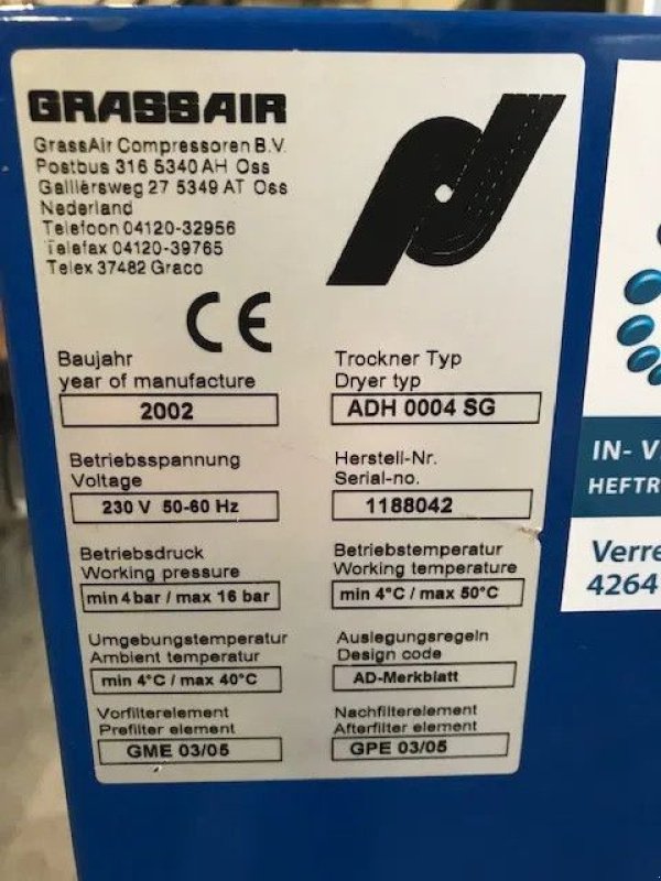 Kompressor typu Sonstige Grassair ADH0004SG 10 Bar Absorptiedroger, Gebrauchtmaschine w VEEN (Zdjęcie 3)