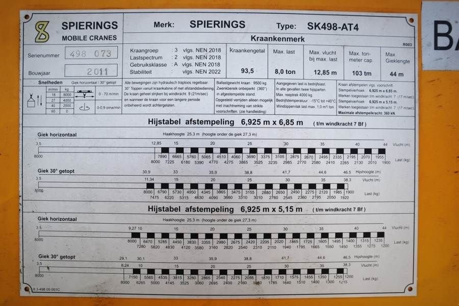 Kran Türe ait Spierings SK498-AT4 Dutch Registration, Valid inspection, *G, Gebrauchtmaschine içinde Groenlo (resim 8)