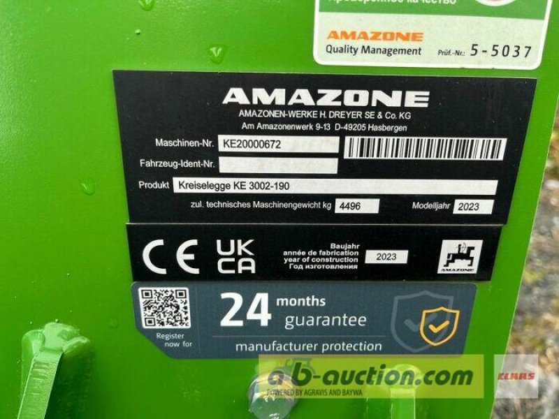 Kreiselegge del tipo Amazone KE 3002-190+PW 3000 AB-AUCTION, Neumaschine en Hollfeld (Imagen 10)