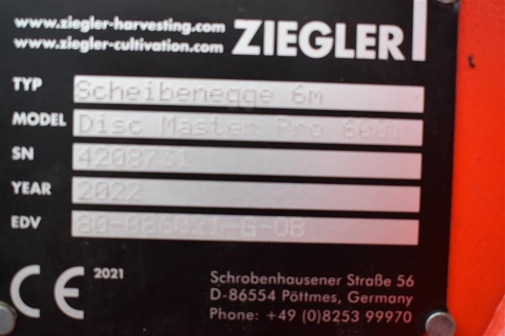 Kreiselegge типа Ziegler Disc Master Pro 6001, Gebrauchtmaschine в Grindsted (Фотография 6)