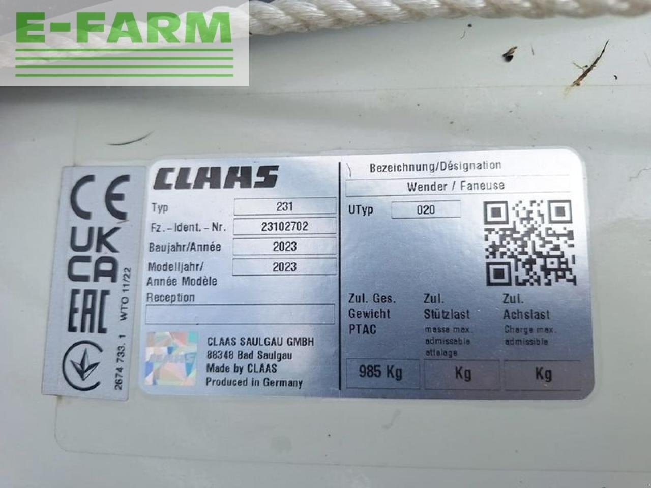 Kreiselheuer za tip CLAAS volto 80 kreiselheuer, Gebrauchtmaschine u SANKT MARIENKIRCHEN BEI SCHÄRDING (Slika 10)