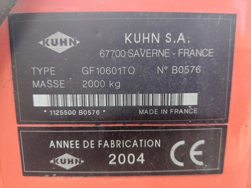 Kreiselheuer του τύπου Kuhn GF 10601TO, Gebrauchtmaschine σε Lengnau (Φωτογραφία 11)