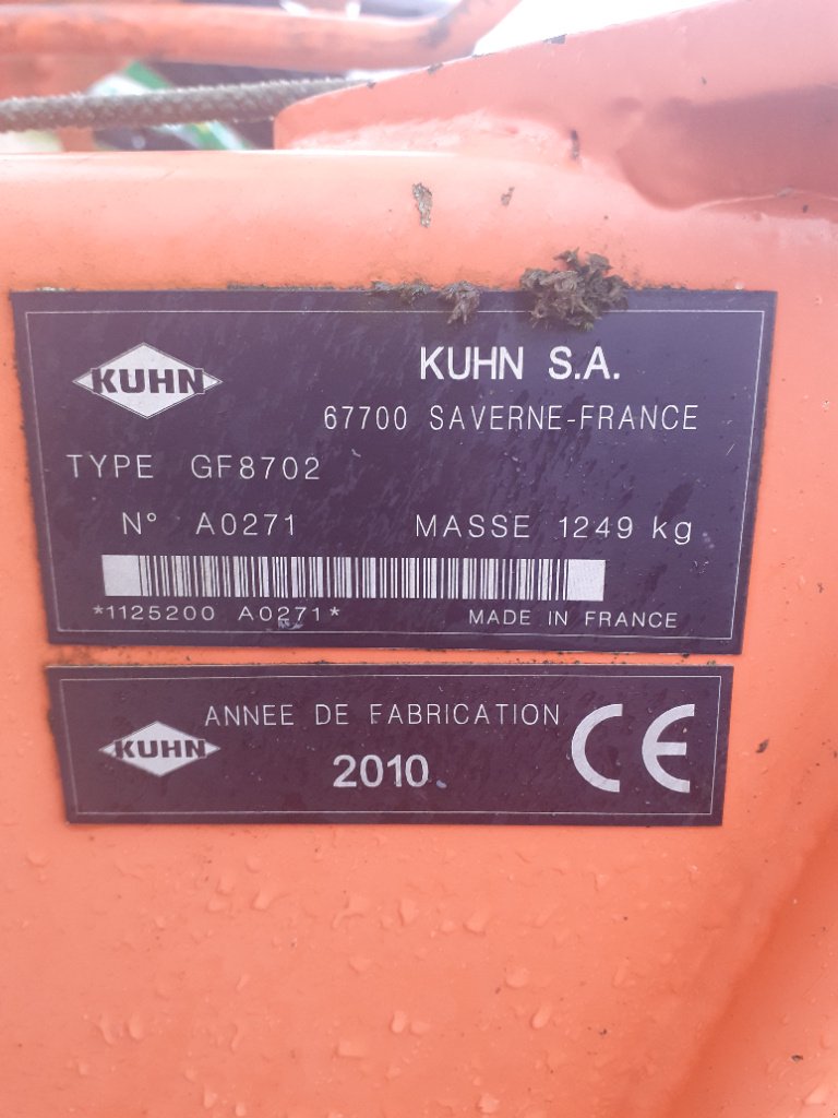 Kreiselheuer του τύπου Kuhn GF 8702, Gebrauchtmaschine σε Lérouville (Φωτογραφία 10)