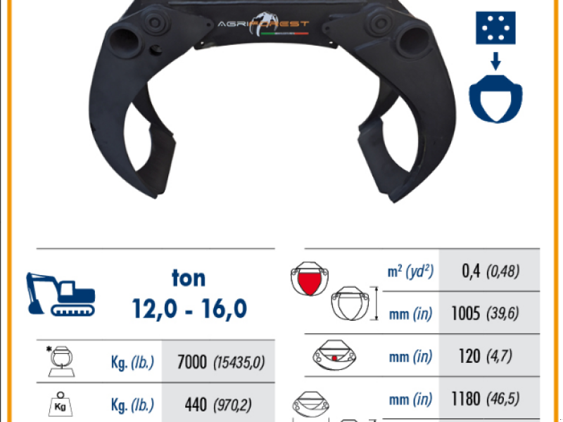 Ladekrane & Rückezange del tipo Agriforest RM1800HD Holzgreifer 1820mm Bagger 12-16t Rückezug Forstkran, Neumaschine In Unterwellenborn (Immagine 1)