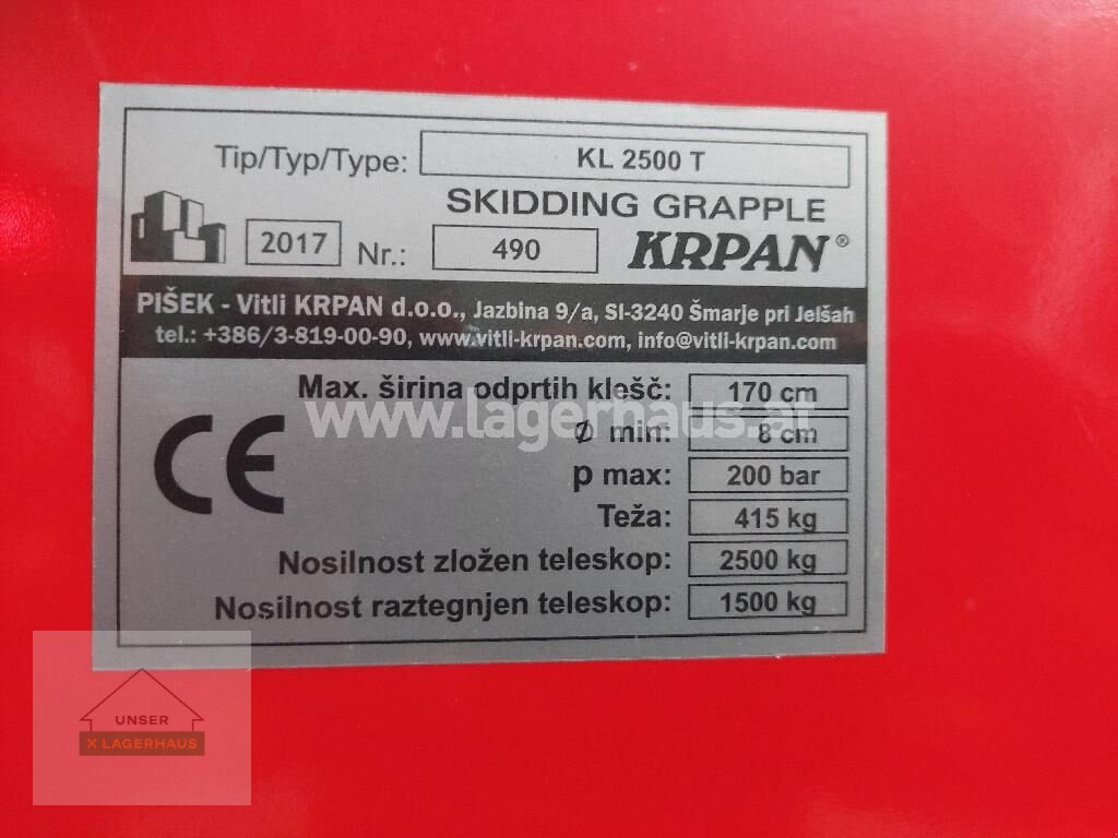 Ladekrane & Rückezange typu Krpan KL 2500T, Gebrauchtmaschine w Aschbach (Zdjęcie 4)