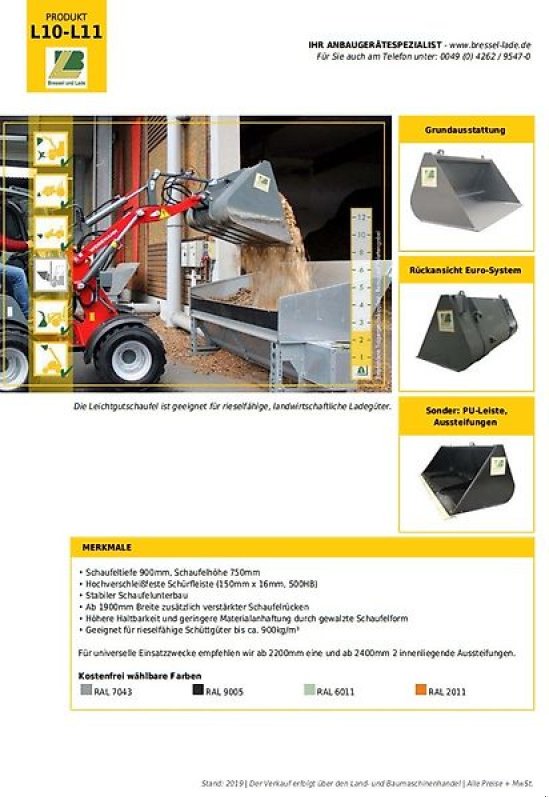 Ladeschaufel Türe ait Bressel & Lade L10, Neumaschine içinde Itterbeck (resim 14)