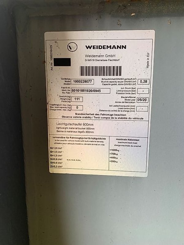 Ladeschaufel del tipo Weidemann  Leichtgutschaufel, Gebrauchtmaschine In Eppingen (Immagine 4)