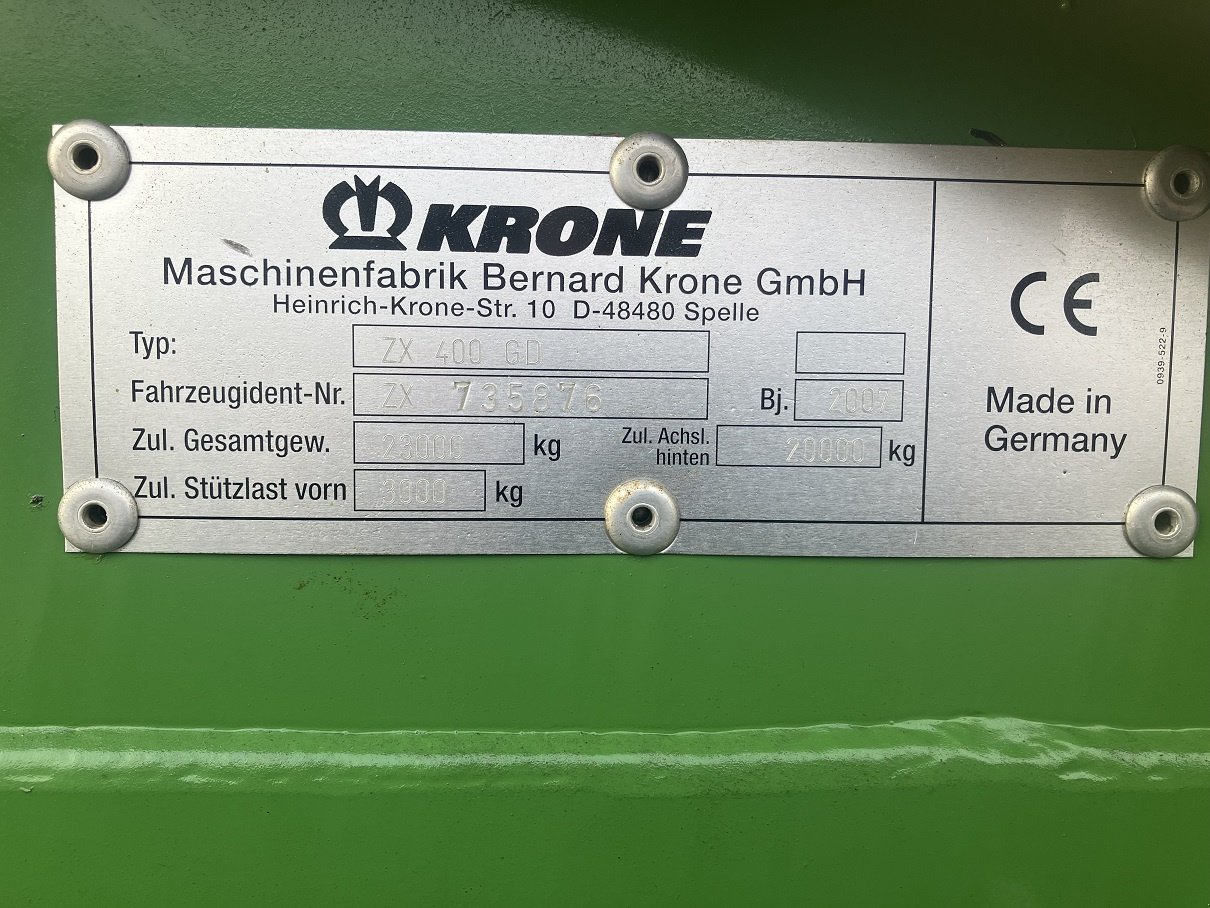 Ladewagen a típus Krone ZX 400 GD, Gebrauchtmaschine ekkor: Kamp-Lintfort    (Kép 18)