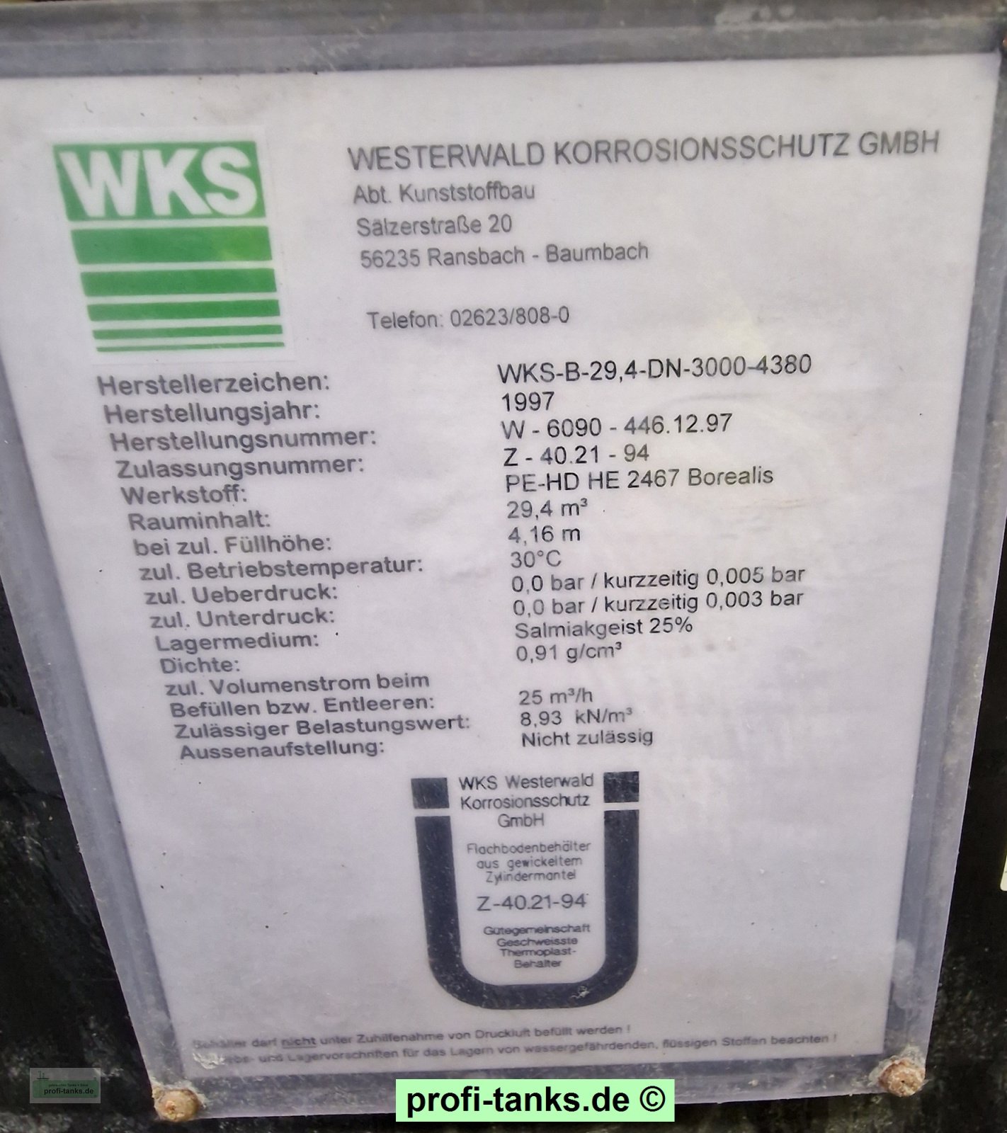 Lagertank του τύπου Sonstige P400 gebrauchter 30.000 L PEHD-Tank Kunststofftank doppelwandig Chemietank AHL-Tank ASL-Tank, Gebrauchtmaschine σε Hillesheim (Φωτογραφία 10)