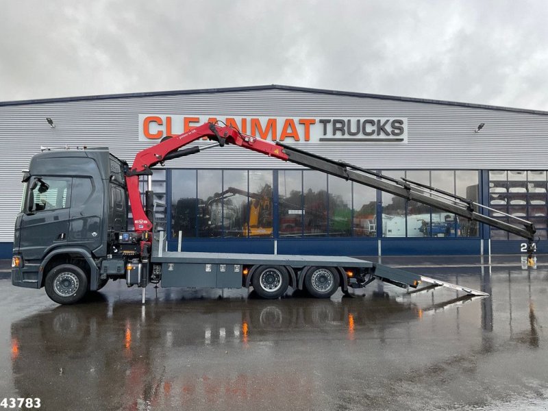 LKW of the type Scania R 650 Euro 6 V8 Retarder HMF 26 Tonmeter laadkraan Autotransport, Gebrauchtmaschine in ANDELST