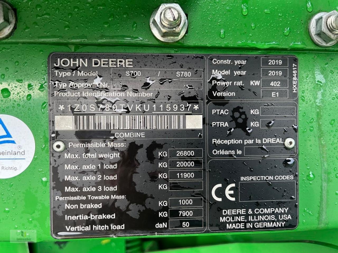 Mähdrescher a típus John Deere S 780i, Gebrauchtmaschine ekkor: Neuhof - Dorfborn (Kép 12)