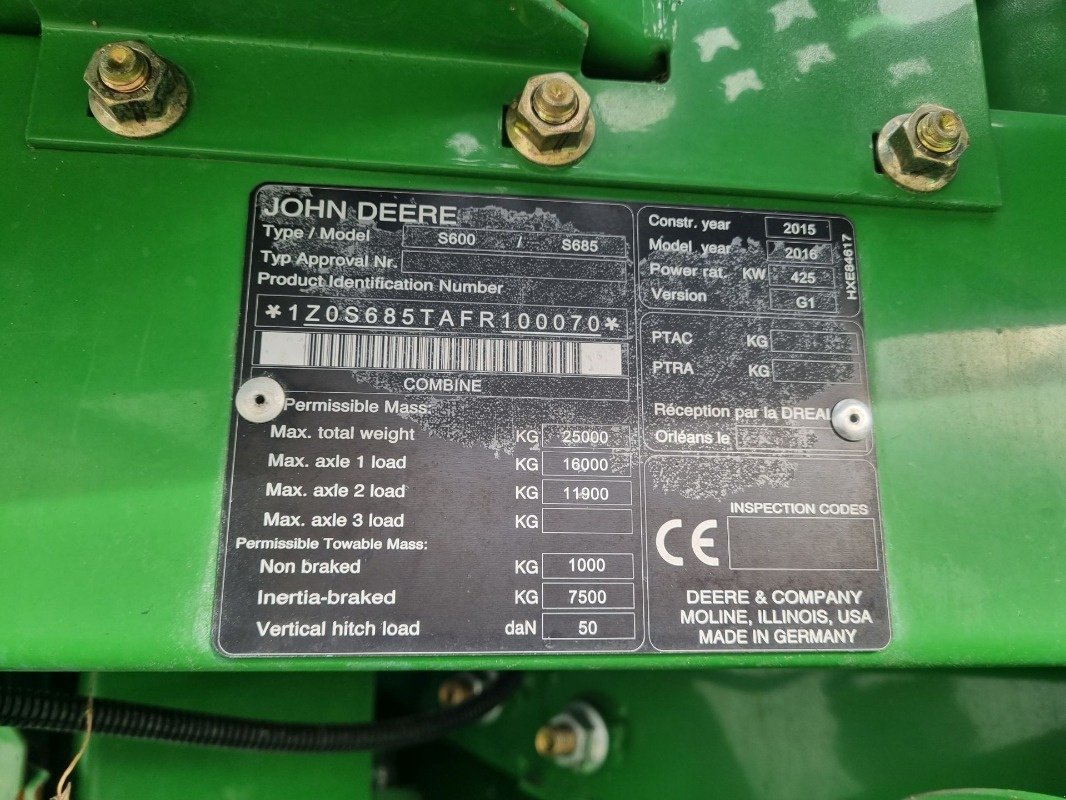 Mähdrescher typu John Deere S685i MY16 ProD 20, Gebrauchtmaschine v Neubrandenburg (Obrázek 13)