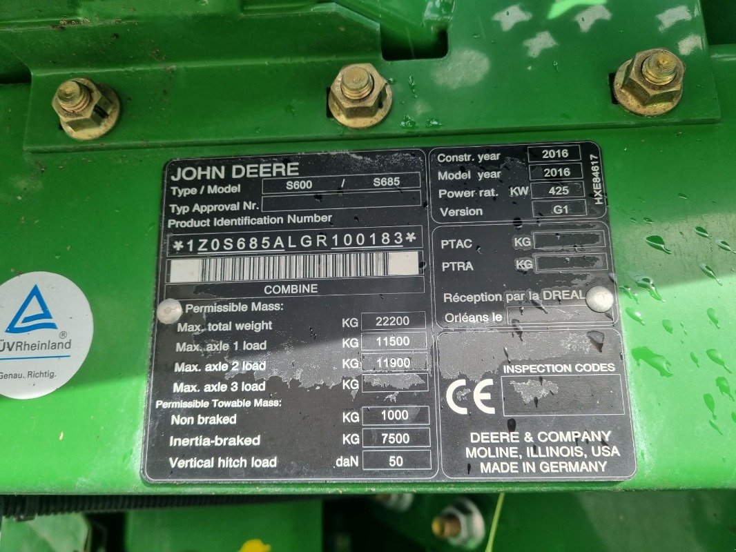 Mähdrescher typu John Deere S685i MY16 ProD 20, Gebrauchtmaschine v Neubrandenburg (Obrázek 12)