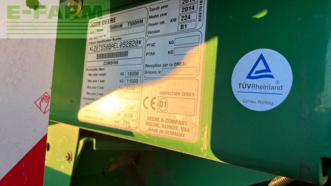 Mähdrescher za tip John Deere T550 HM, Gebrauchtmaschine u REDLHAM (Slika 13)