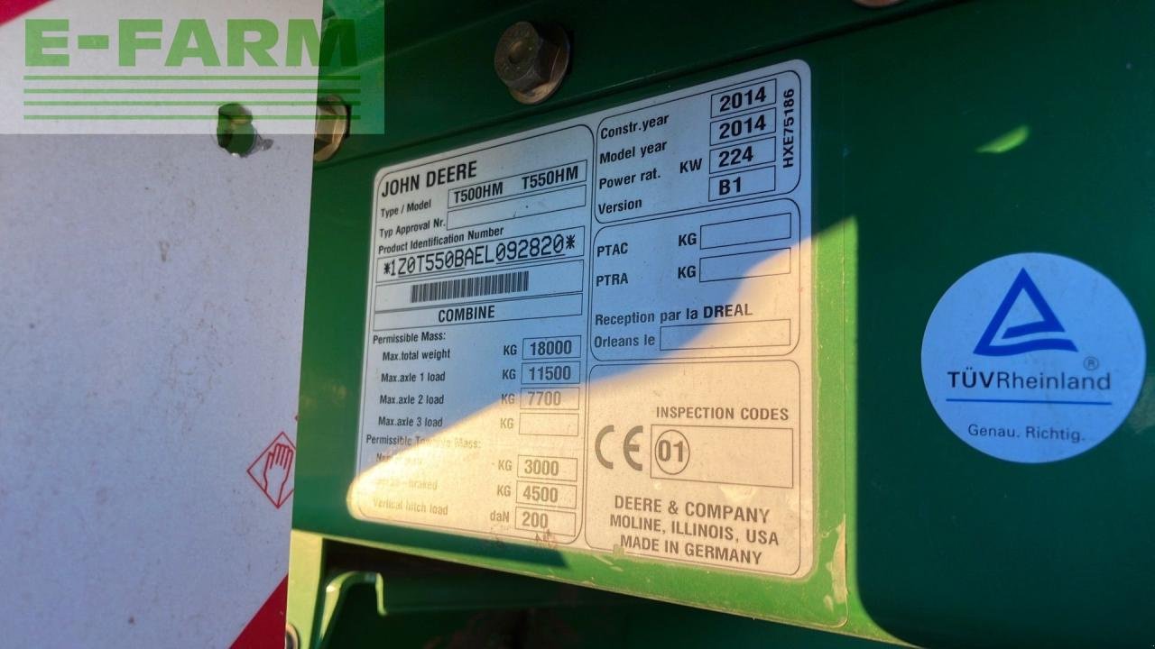 Mähdrescher za tip John Deere T550 HM, Gebrauchtmaschine u REDLHAM (Slika 15)