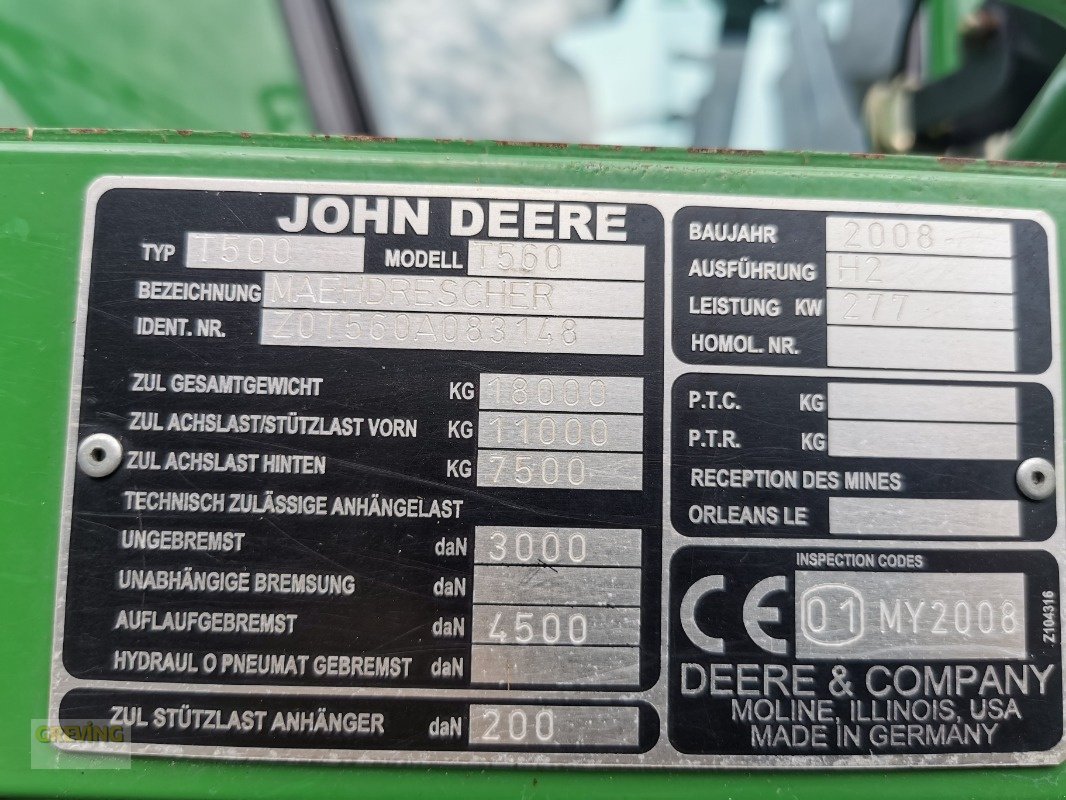 Mähdrescher типа John Deere T560, Gebrauchtmaschine в Greven (Фотография 28)